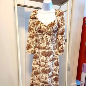 Reformation Fairway sweetheart long sleeve dress